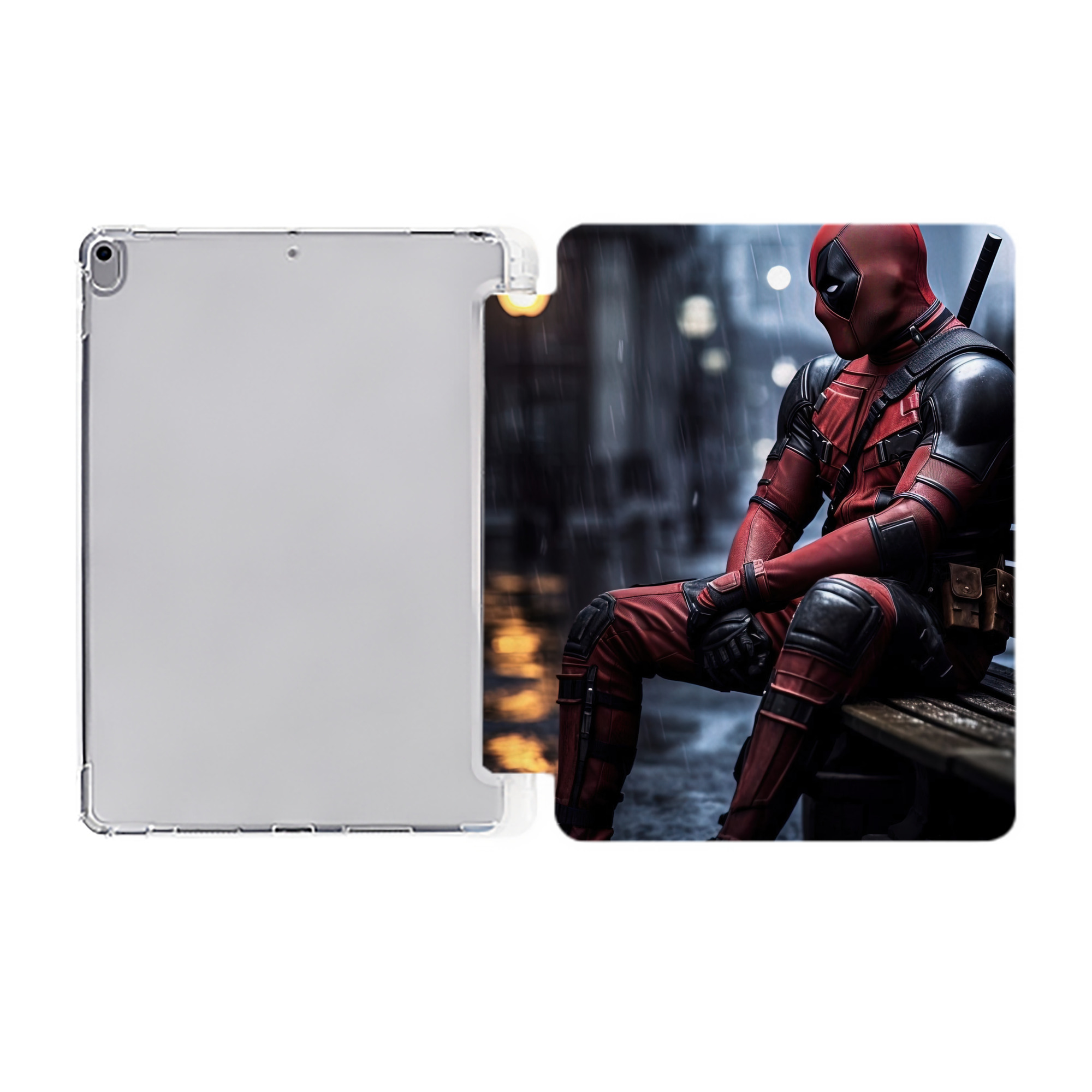 （画像用） Deadpool デッドプール IPad ケース ペン収納付き 三つ折りスタンド PUレザー×シリコン 対応機種9.5/10.5/10.9インチ